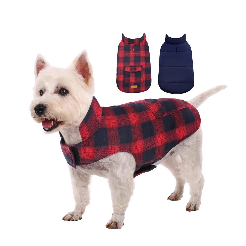 Kuoser Dog Winter Coat, Reversible Dog Jacket, British Style XS